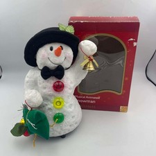 Vintage  Musical Dancing Snowman Animated w/ Lantern Rubber Light-Up