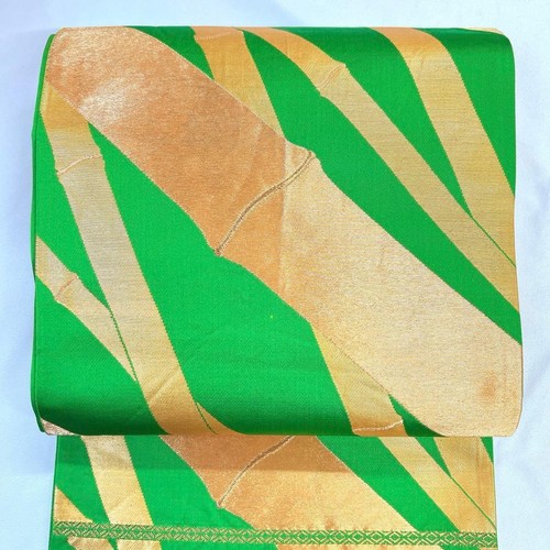 Mitsukoshi green silk obi belt - silk,
