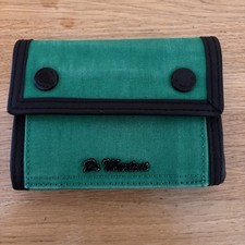 Dr Martens Green Canvas Popper Wallet With Spell Out Slight Wear And Fading GC