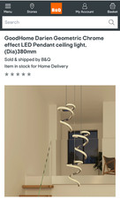 B&Q GoodHome Darien Geometric Chrome LED Pendant ceiling light RRP £100