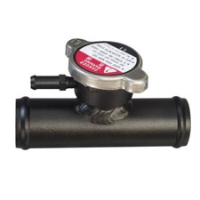 Aluminum In Line Radiator Hose Filler Neck 1-1/4" 32mm  Black With Radiator Cap