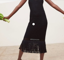 New Zara Black Midi Fringe