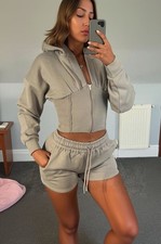 Cropped Zipped Co-Ord Hooded