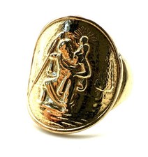 9ct Gold Saint Christopher Ring 9K Yellow Gold St. Christopher Ring For Him Gift