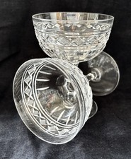STYLISH Pair of ART DECO CUT CRYSTAL CHAMPAGNE SAUCERS/COUPES c1930. 