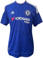 Signed 2015-2016 Adidas Blue Chelsea FC Football Jersey Top - Size L