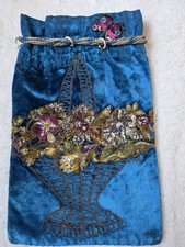 Vintage Richly Embroidered Velvet Drawstring Bag