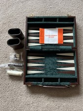 Backgammon Set In Blue Velvey/Faux Leatger Travel Case With Instructions - VGC