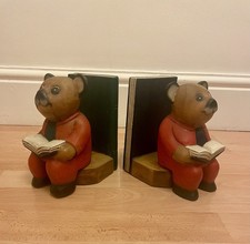 Vintage Wooden Charming Teddy Bear Bookends