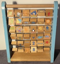 Traditional Wooden Alphabet Double Sided Abacus Learn Letters, Words and Numbers