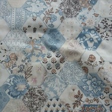 2 Vintage Retro 70-80s St Michael Floral Patchwork Quilt Fabric Curtains Pastel