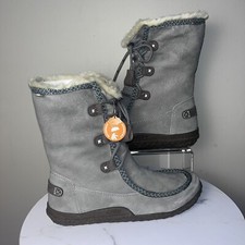 Cushe Clare Wp Grey Womens Casual Dress Boots Size 10 Lace Up Fur Lined K13