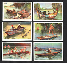 Wooden Canoes & Paddle Boats German Hoyer Card Set 1920s Rowing Oars