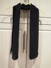 very warm soft cosy black scarf with fringe ends