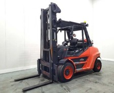 Linde gas counterbalance forklift truck 8 tonne capacity 6150mm high lift LPG