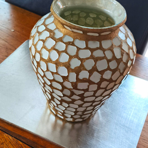 Ceramic mosaic vase - vase, white