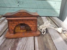 Vintage Lamp Wooden Fire Place Night Light With Hanging Pot Euro Plug