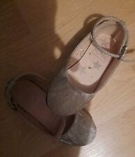 Girls silver sparkle party shoes size 8 M&Co wide fitting flat dance shoes 