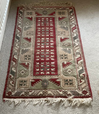 Vintage Pure Wool on wool hand Knotted Turkish Rug 141 cm x 83cm  Turgut Koy