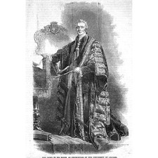 DUKE OF WELLINGTON In Robes of Chancellor Oxford University - Antique Print 1852