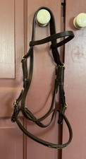 Pony Size Brown Show In Hand Bridle With Brass Buckles 