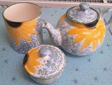 Tea Pot, Sugar Bowl, Cannister By Poole Pottery,Vincent  Sunflower Design