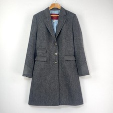 Welligogs Demelza Tweed Coat Womens 6 8 Grey Wool Country Races Trench Overcoat