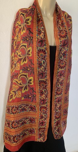 Vtg red yellow multi floral - vtg,
