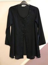 CHARLOTTE HALTON VINTAGE LADIES BLACK SHEER BLOUSE JACKET TOP SIZE 14 UK