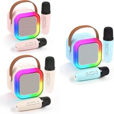 Kids Mini Karaoke Machine Portable Karaoke Speaker With 2 Wireless Microphones