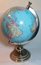 Globe Atlas With Metal Stand & Sphere Withe Applied Map.