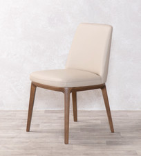 CREAM LEATHER DINING CHAIR