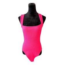 Neon Pink Ribbed Square Neck