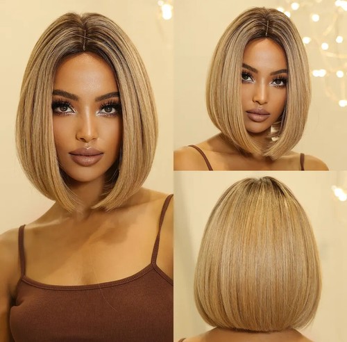 Synthetic short straight bob - synthetic,