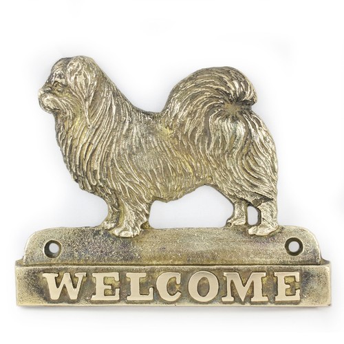 Tibetan spaniel brass - tibetan, plate