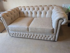 Sofas by Saxon Ellington 2 Seater Chesterfield Bed Settee – Etna Cream Leather