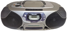 Philips AZ1209 CD Radio Cassette Recorder Portable Silver Tested & Working
