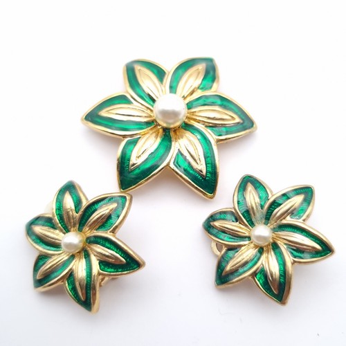Enamel clip earrings brooch - clip,