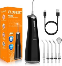 FlossJet Water Dental Flosser for Teeth Cordless with 300ML 4 Cleaning Modes