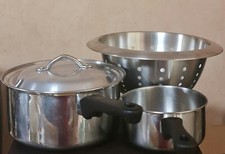 Viners Stainless Steel Saucepan 14 & 20cm + Colander 4pcs-All Hobs No Induction 