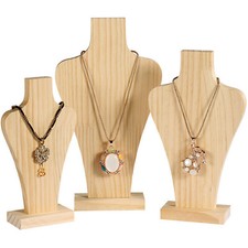 Wooden Necklace Stand Pendant Display Bust Jewellery Show Organizer Holder