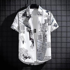 Men's Short Sleeve Hawaiian Print Shirt Tropical Beach Holiday Summer Top