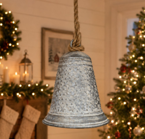 Grey metal bell - metal, christmas
