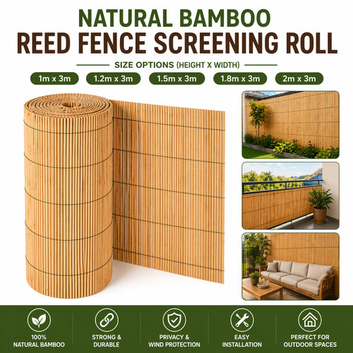 Natural bamboo reed fence - natural,