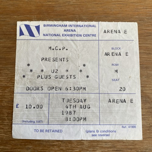 Joshua tree concert - u2, ticket