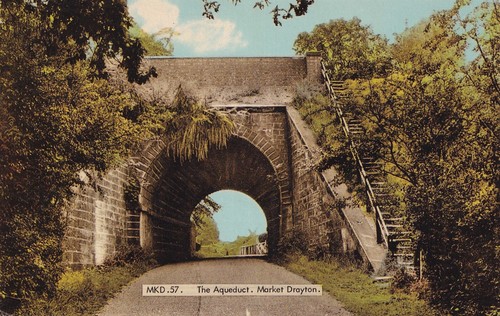 Postcard market drayton - market,