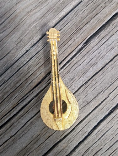 Mamselle mandolin brooch gold - mamselle,