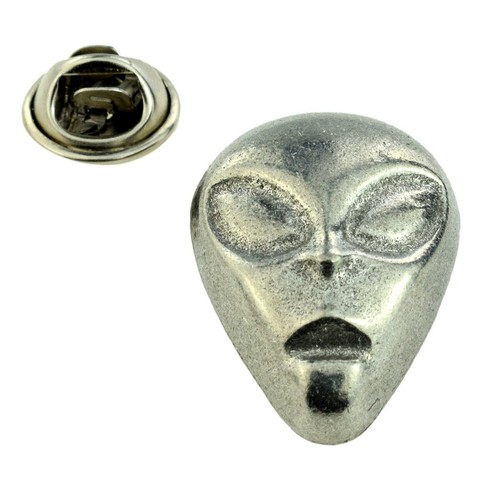 Alien head pewter lapel pin - et,