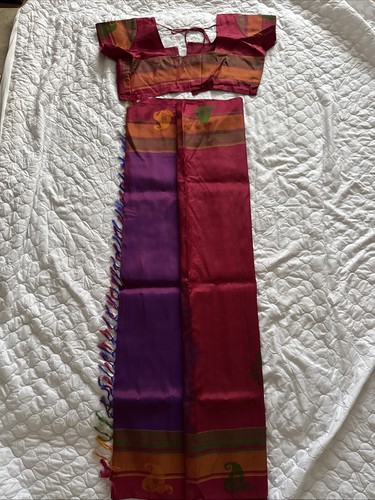 Red purple silk saree - silk,