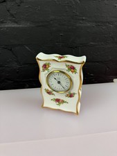 Royal Albert Old Country Roses Astral Quartz Mantle Clock 6.25" High Working